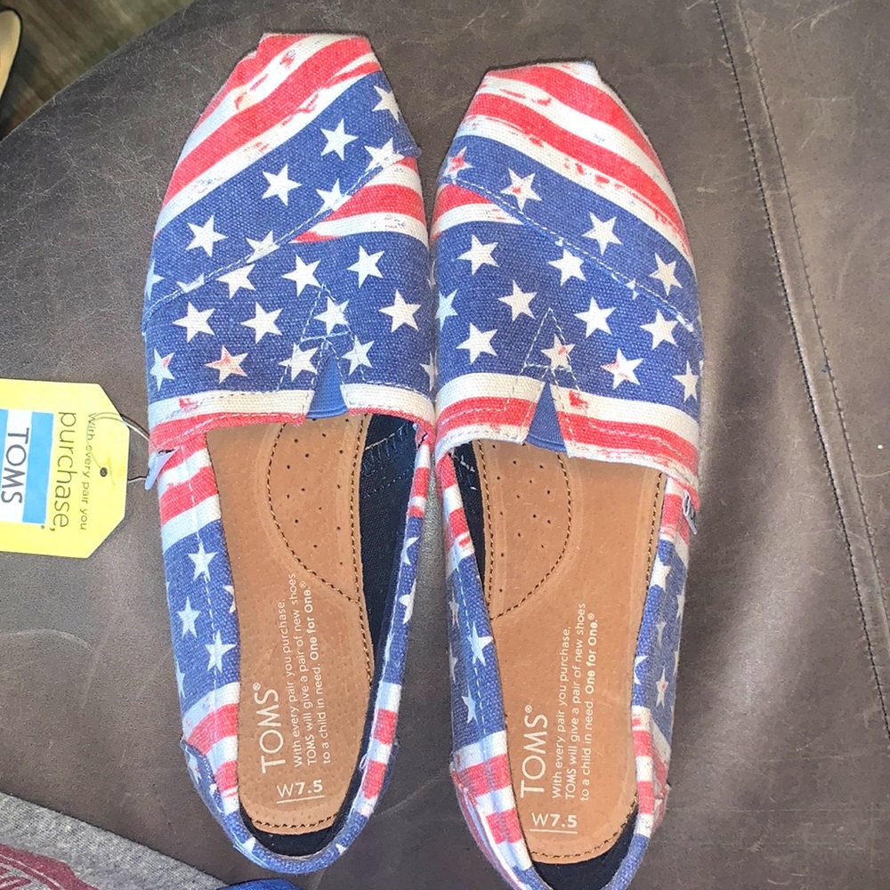 Brand new red white and blue TOMS